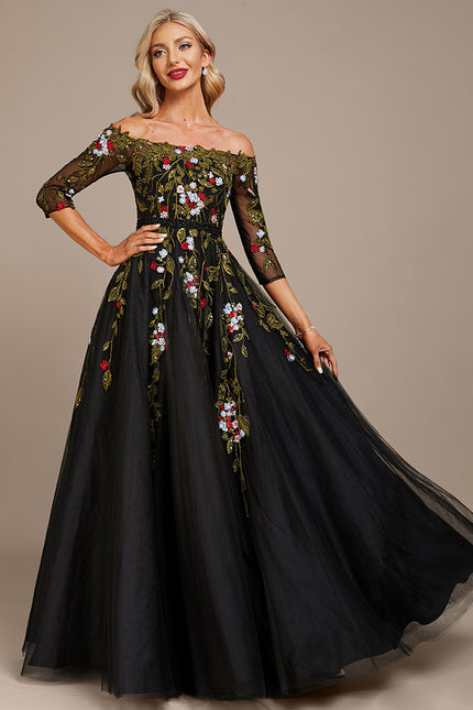Robe Chic Lueur Florale Sombre - gallery 2