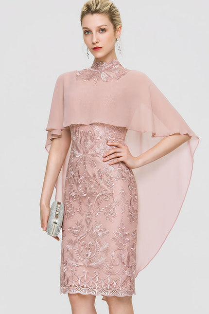 Robe Chic Rose Pâle Dentelle Élégante - gallery 3