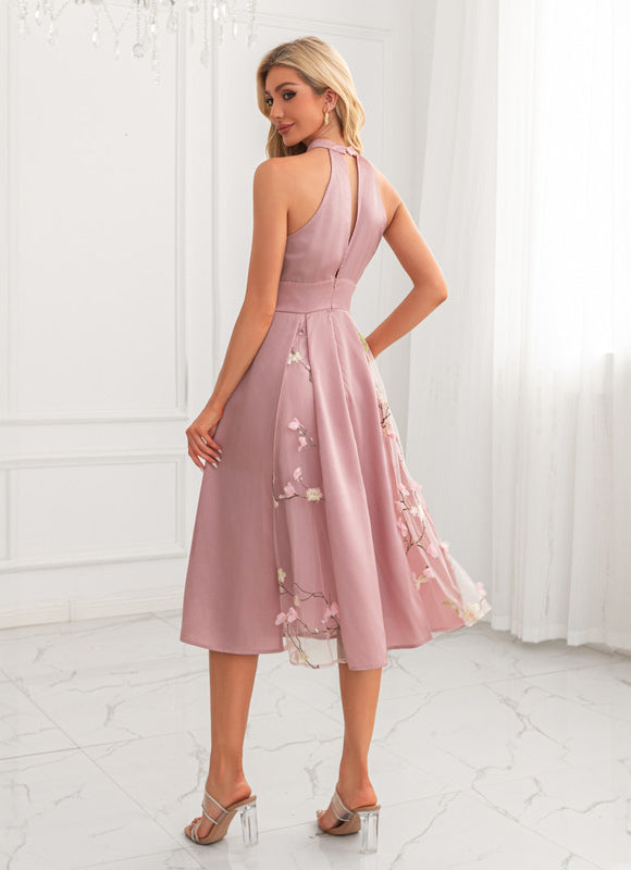 Robe Chic Midi Rose Florale - gallery 1
