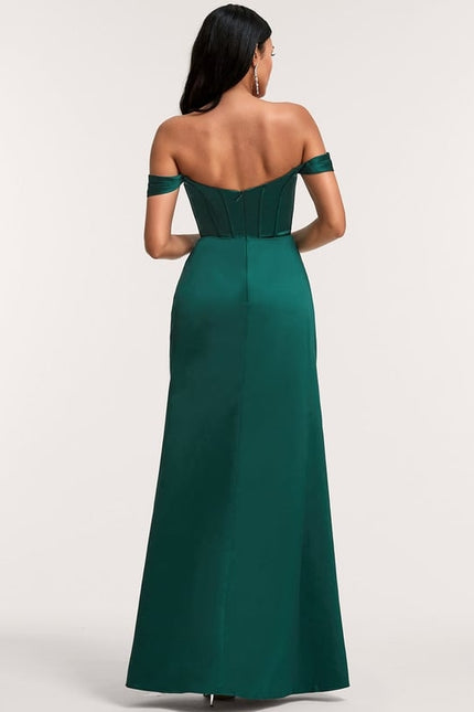 Robe Chic Satin Émeraude Décontractée - gallery 4