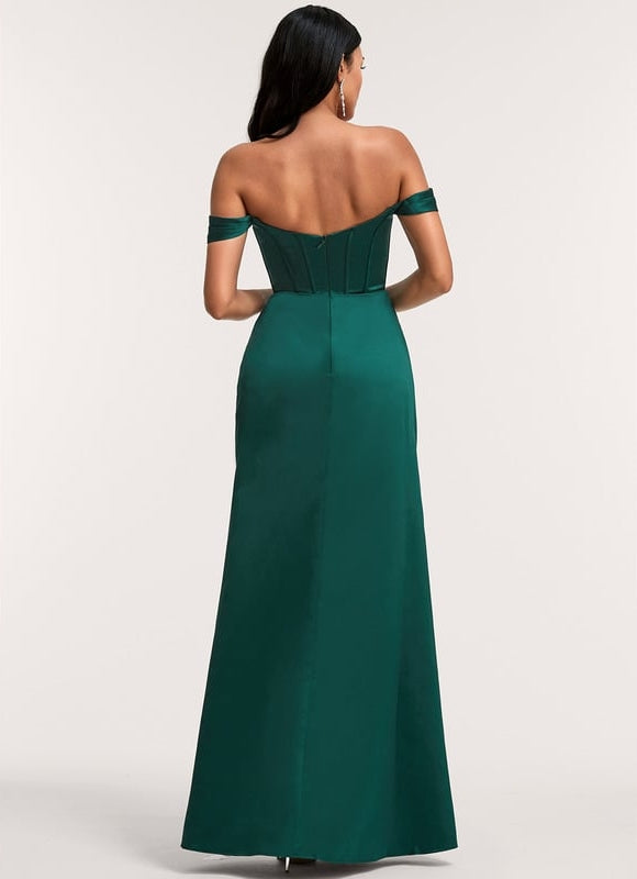 Robe Chic Satin Émeraude Décontractée - gallery 4