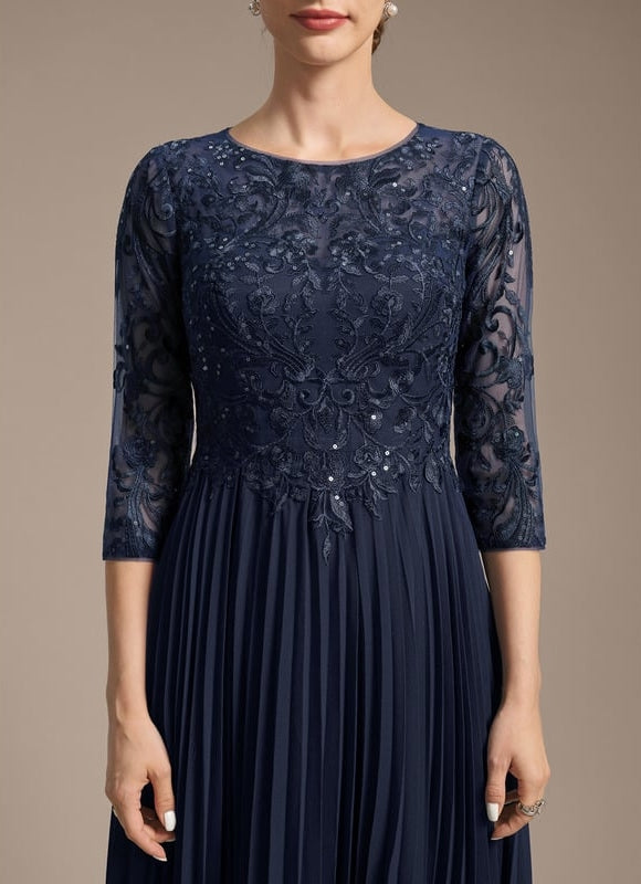 Robe Chic Bleu Élégant Plissé - gallery 7