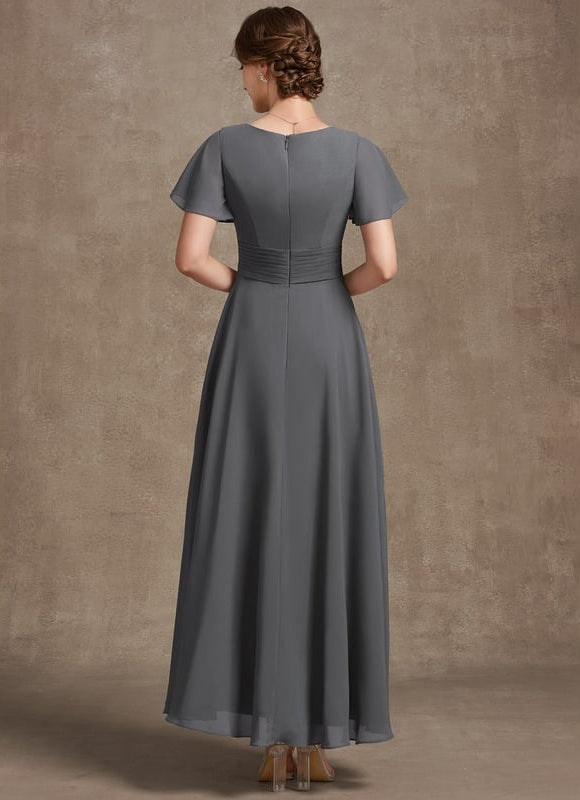 Robe Chic Longue Fluide Grise - gallery 4