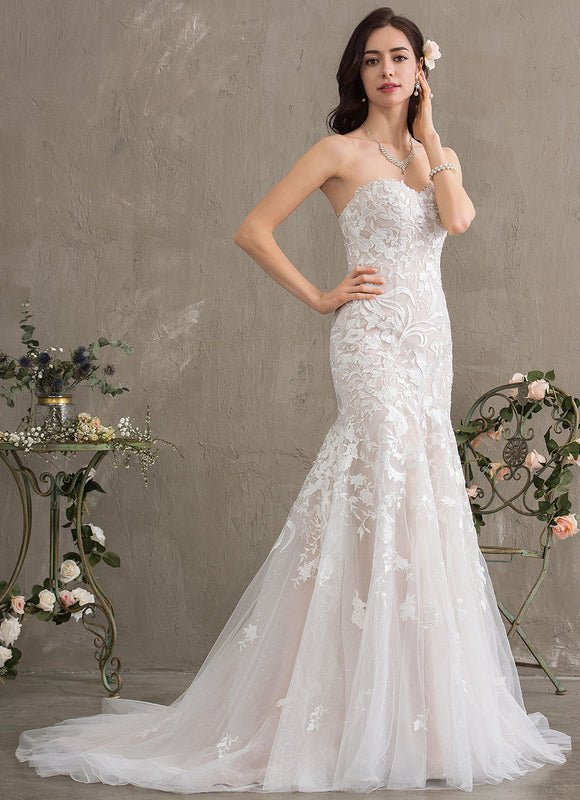 Robe Chic Blanche Sirène Col Cœur - gallery 4