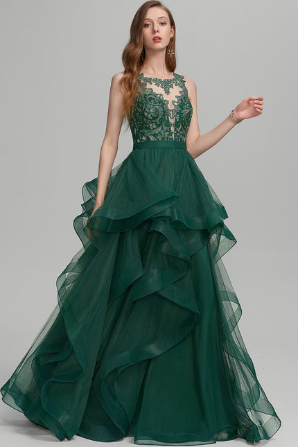 Robe Chic Vert Émeraude À Volants