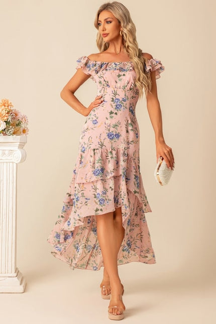 Robe Chic Floral Asymmetry