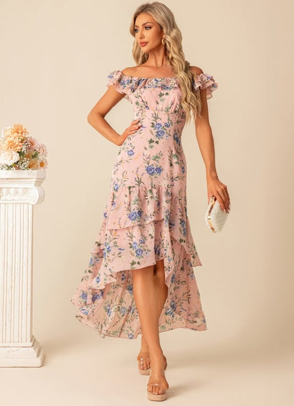 Robe Chic Floral Asymmetry