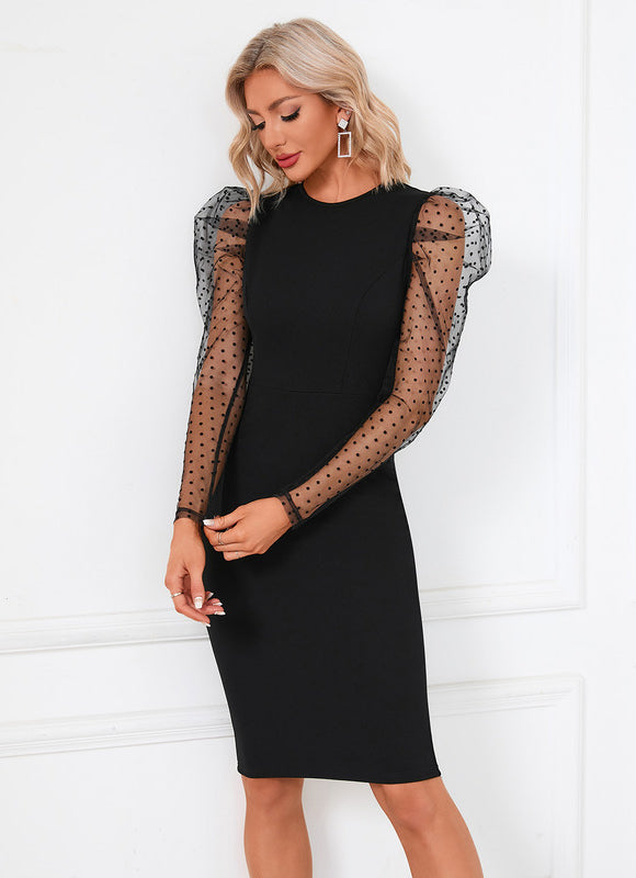 Robe Chic Noire Poudrée - gallery 2