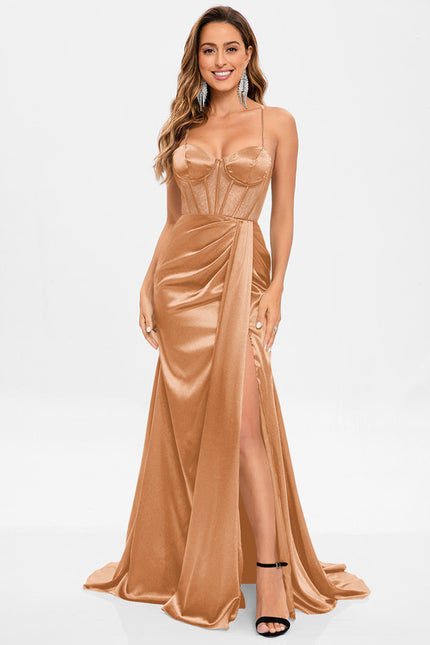 Robe Chic Satinée Cuivre - gallery 9