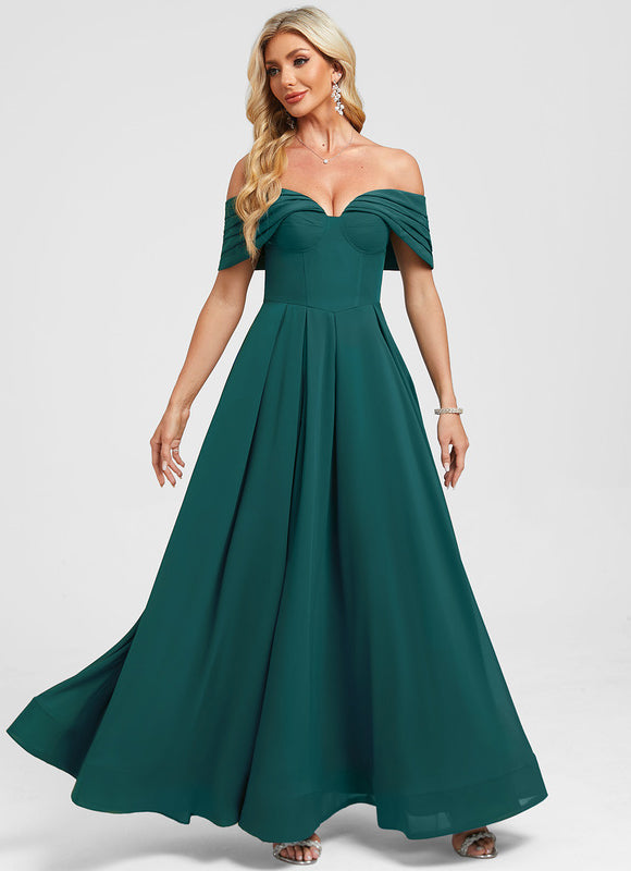 Robe Chic Mousseline Verte - gallery 1