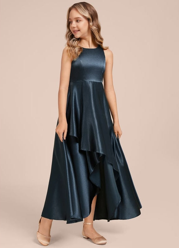 Robe Chic Satin Bleu Profond - gallery 5