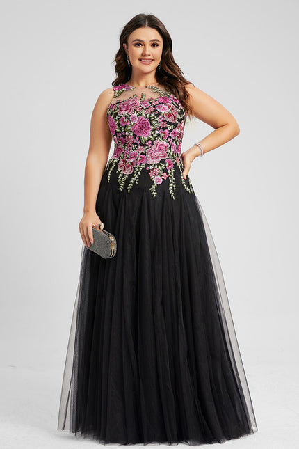 Robe Chic Noire Avec Fleurs Brodées - gallery 6