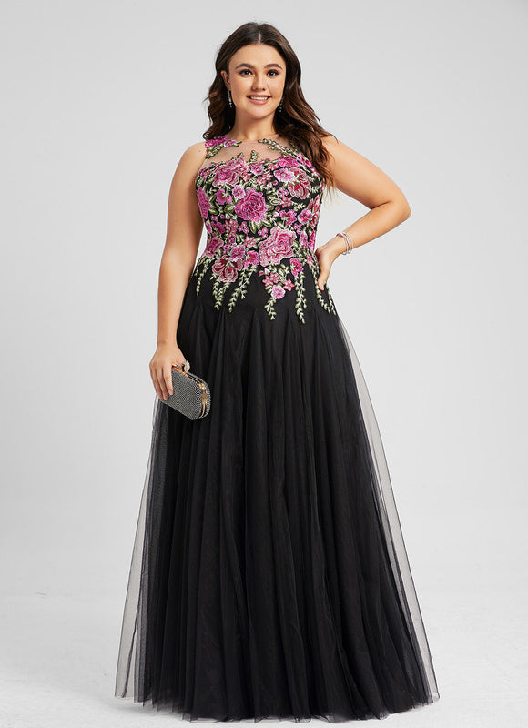 Robe Chic Noire Avec Fleurs Brodées - gallery 6