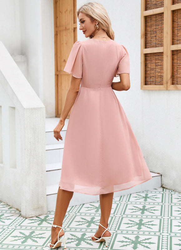 Robe Chic Volants Bordeaux - gallery 1