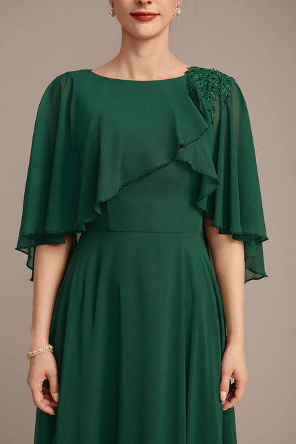 Robe Chic Verte Mousseline Avec Dentelle - gallery 8