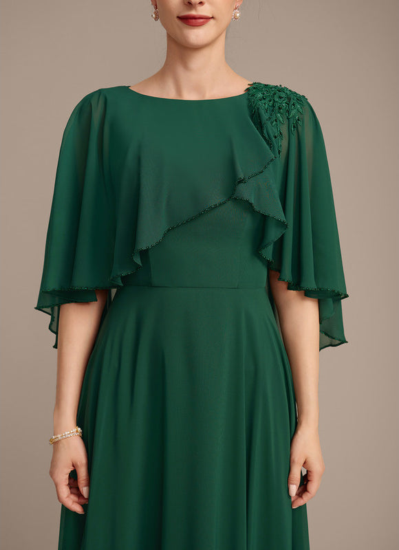 Robe Chic Verte Mousseline Avec Dentelle - gallery 8