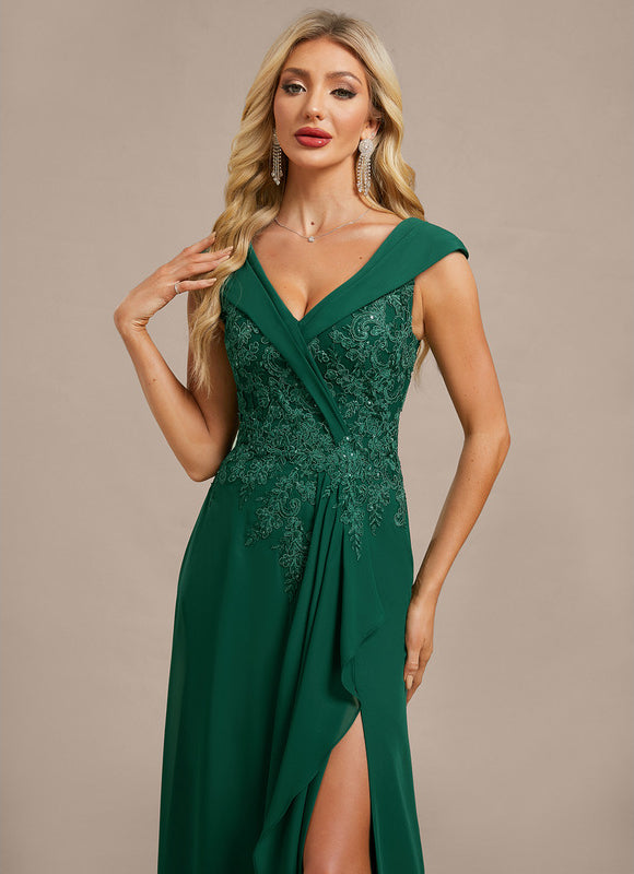 Robe Chic Longue Drapée Émeraude - gallery 2