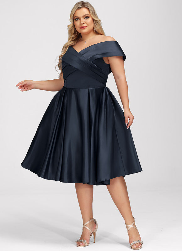Robe Chic Bleu Marine Satinée - gallery 8