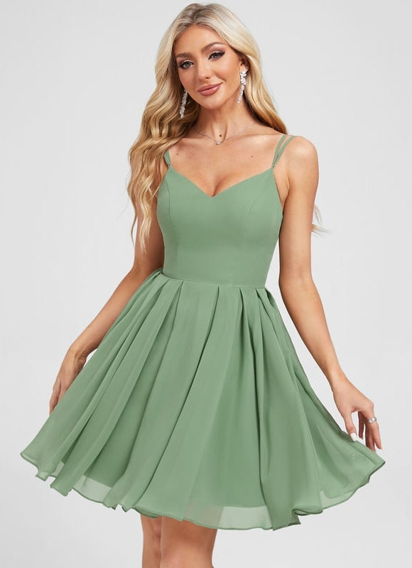 Robe Chic Mousseline Vert Tendre - gallery 1