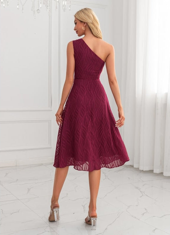 Robe Chic Midi Bordeaux Texturée - gallery 2