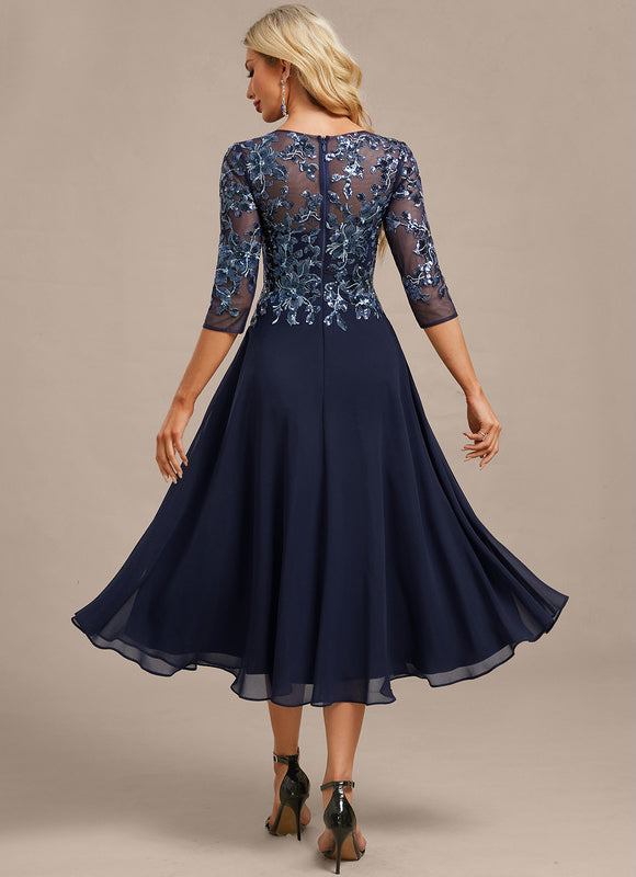 Robe Chic Fluide Brodée Marine - gallery 6