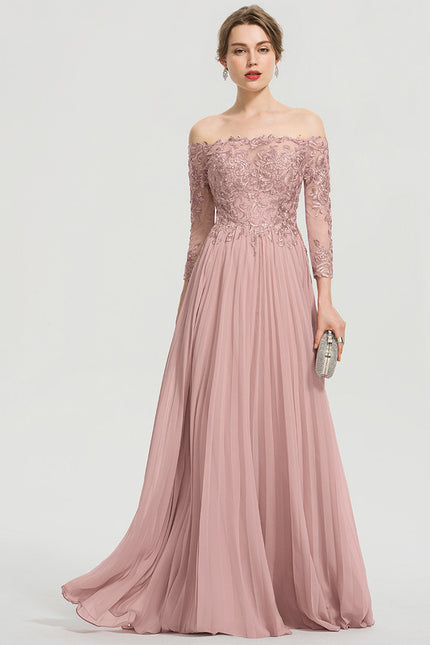 Robe Chic Longue Rose Plissée - gallery 2