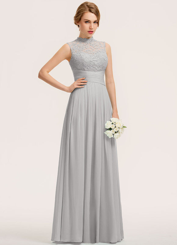 Robe Chic Gris Perle Dentelle Élégante - gallery 3