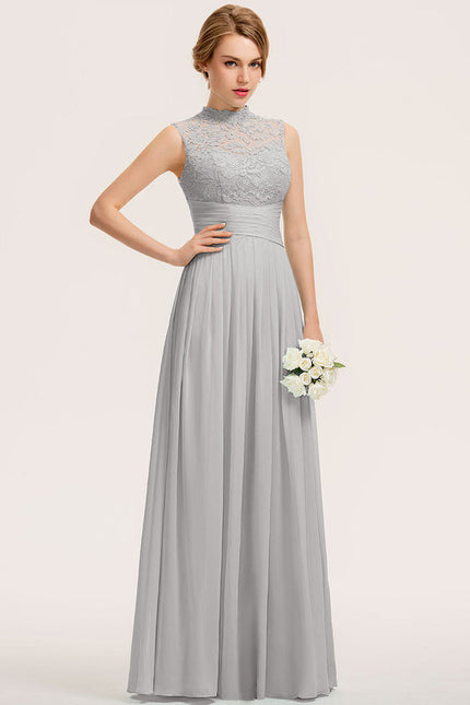 Robe Chic Gris Perle Dentelle Élégante - gallery 3