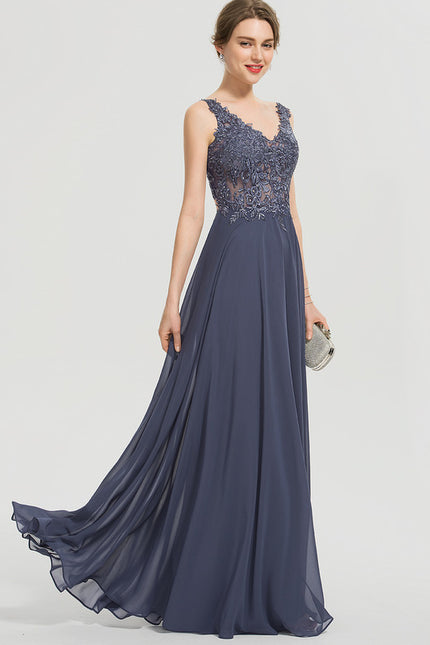 Robe Chic Longue Satinée Bleu - gallery 1