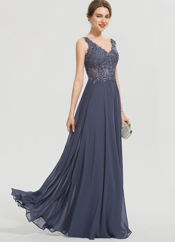 Robe Chic Longue Satinée Bleu - gallery 1
