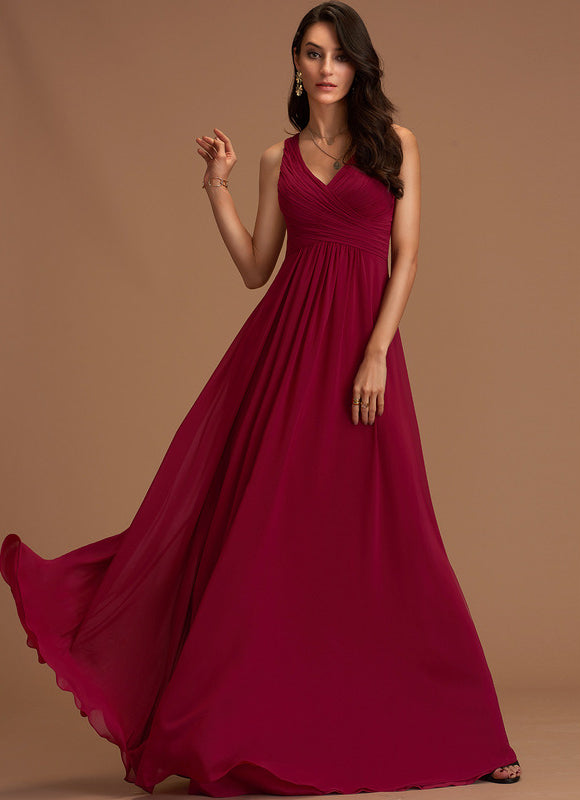 Robe Chic Longue Bordeaux Plissée - gallery 3