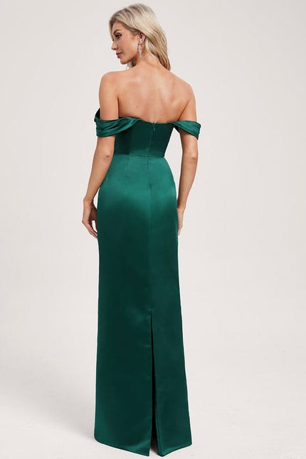 Robe Chic Vert Émeraude Satinée - gallery 5