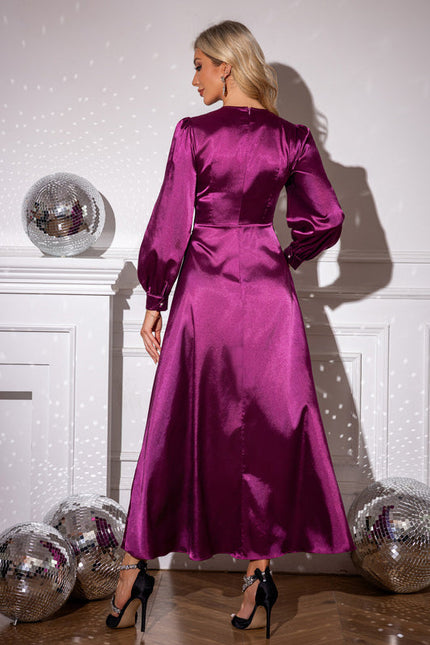 Robe Chic Satinée Violette Élégante - gallery 1
