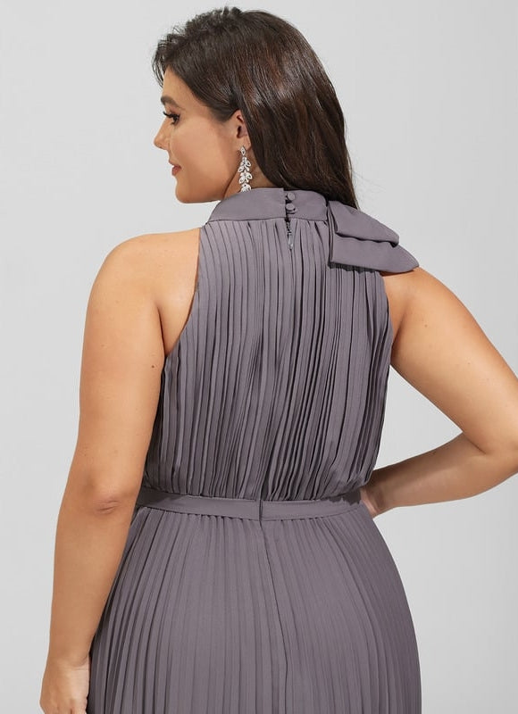 Robe Chic Satiné Taupe - gallery 7