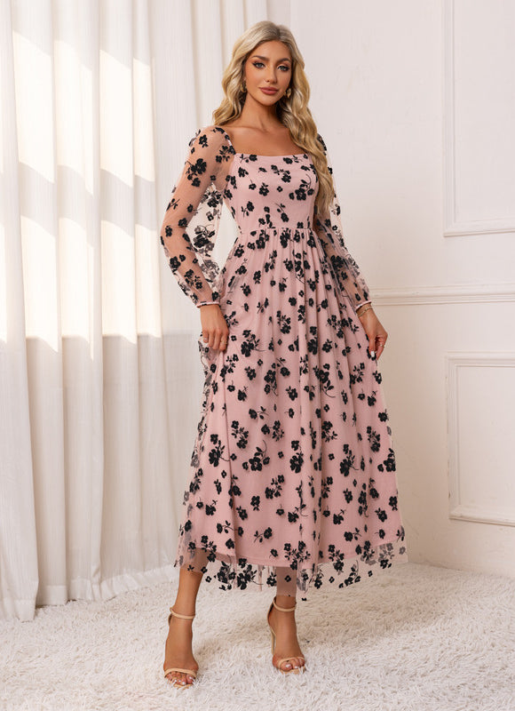 Robe Chic Florale Nude - gallery 6