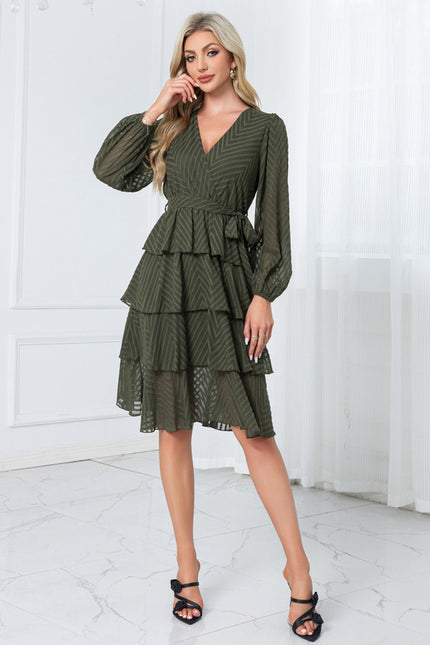 Robe Chic Volants Bordeaux - gallery 3