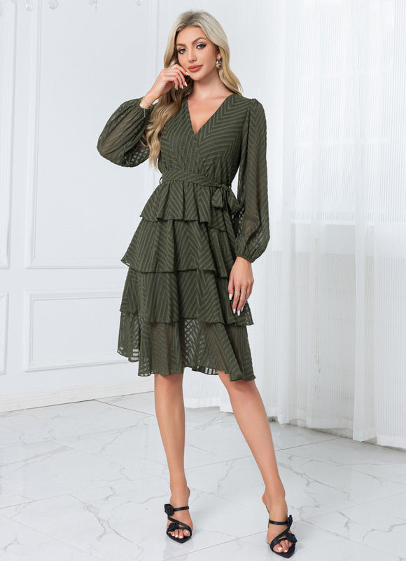 Robe Chic Volants Bordeaux - gallery 3