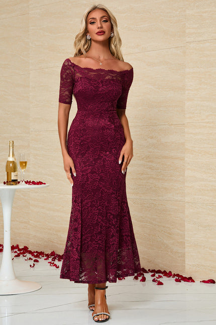 Robe Chic Bordeaux Dentelle Maxi - gallery 4