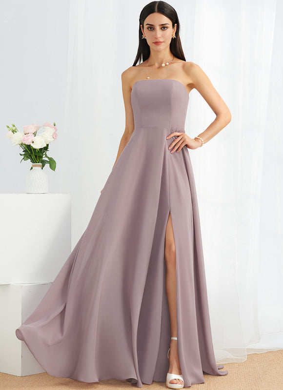 Robe Chic Mauve Trapèze Longueur Ras Du Sol
