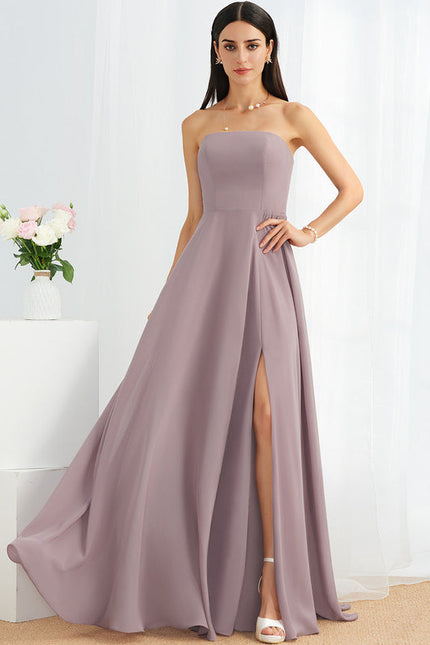 Robe Chic Mauve Trapèze Longueur Ras Du Sol