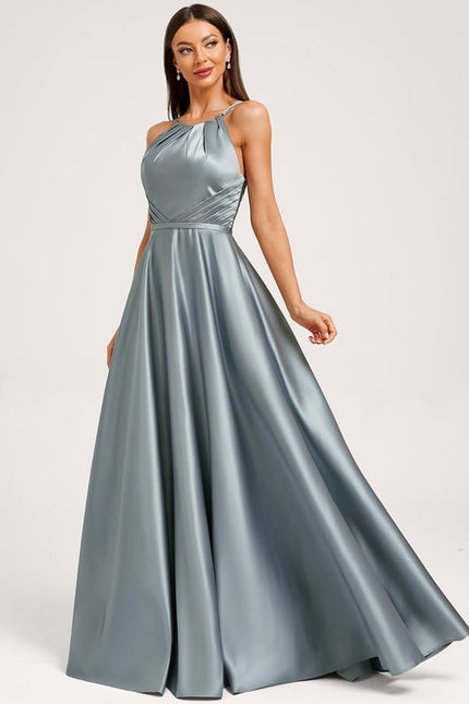 Robe Chic Satinée Bleu Clair - gallery 1