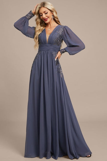 Robe Chic Bleu Nuit Élégante - gallery 4