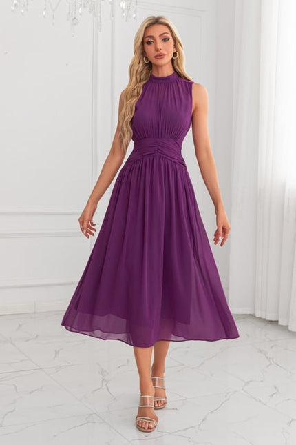 Robe Chic Midi Violette Élégante - gallery 4