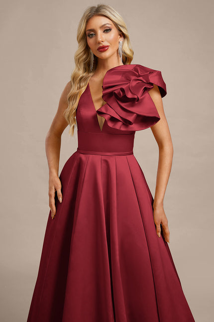 Robe Chic Bordeaux Asymétrique - gallery 1