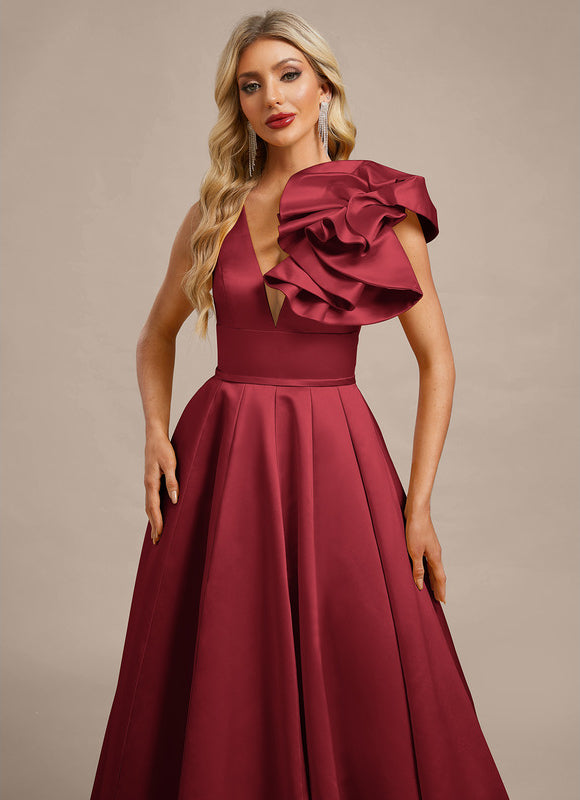 Robe Chic Bordeaux Asymétrique - gallery 1