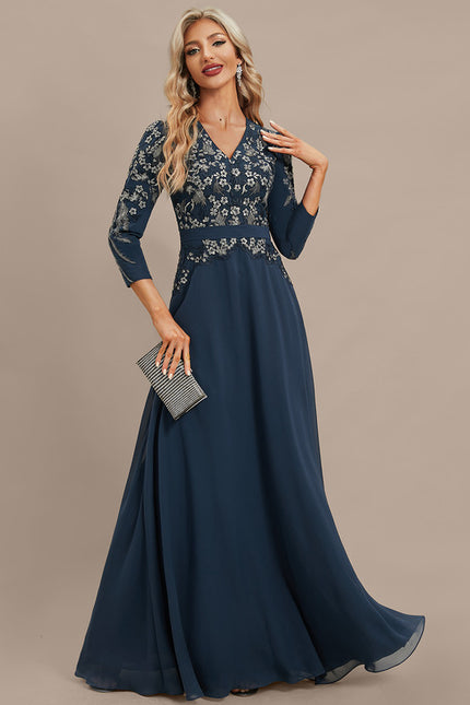 Robe Chic Longue Marine Élégante - gallery 4