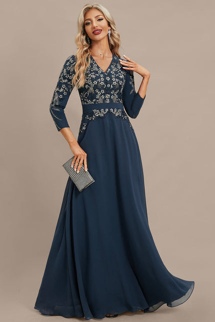 Robe Chic Longue Marine Élégante - gallery 4