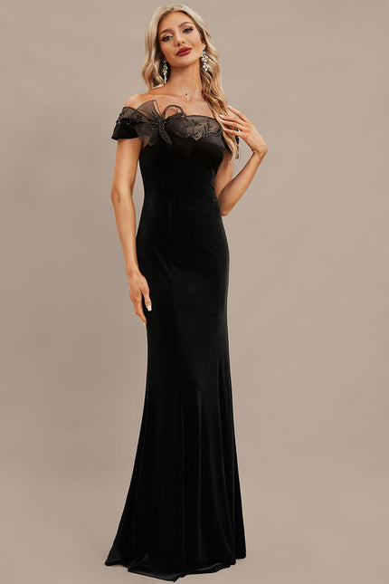 Robe Chic Velours Noir Élégant