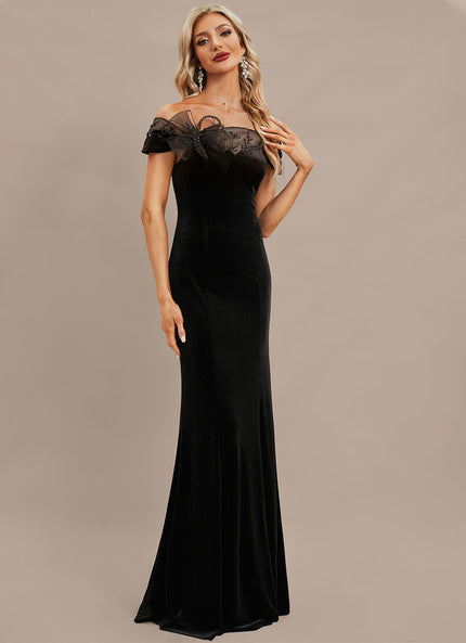 Robe Chic Velours Noir Élégant