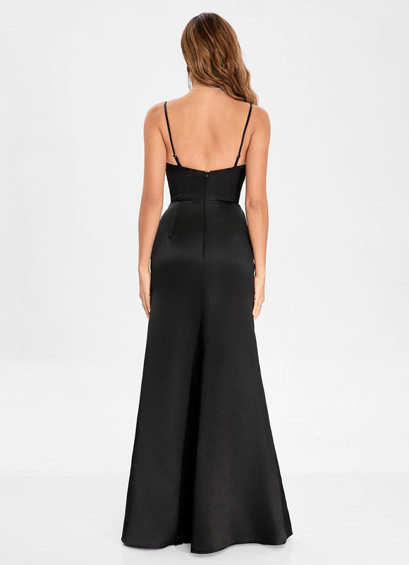 Robe Chic Satin Éclipse Sombre - gallery 1